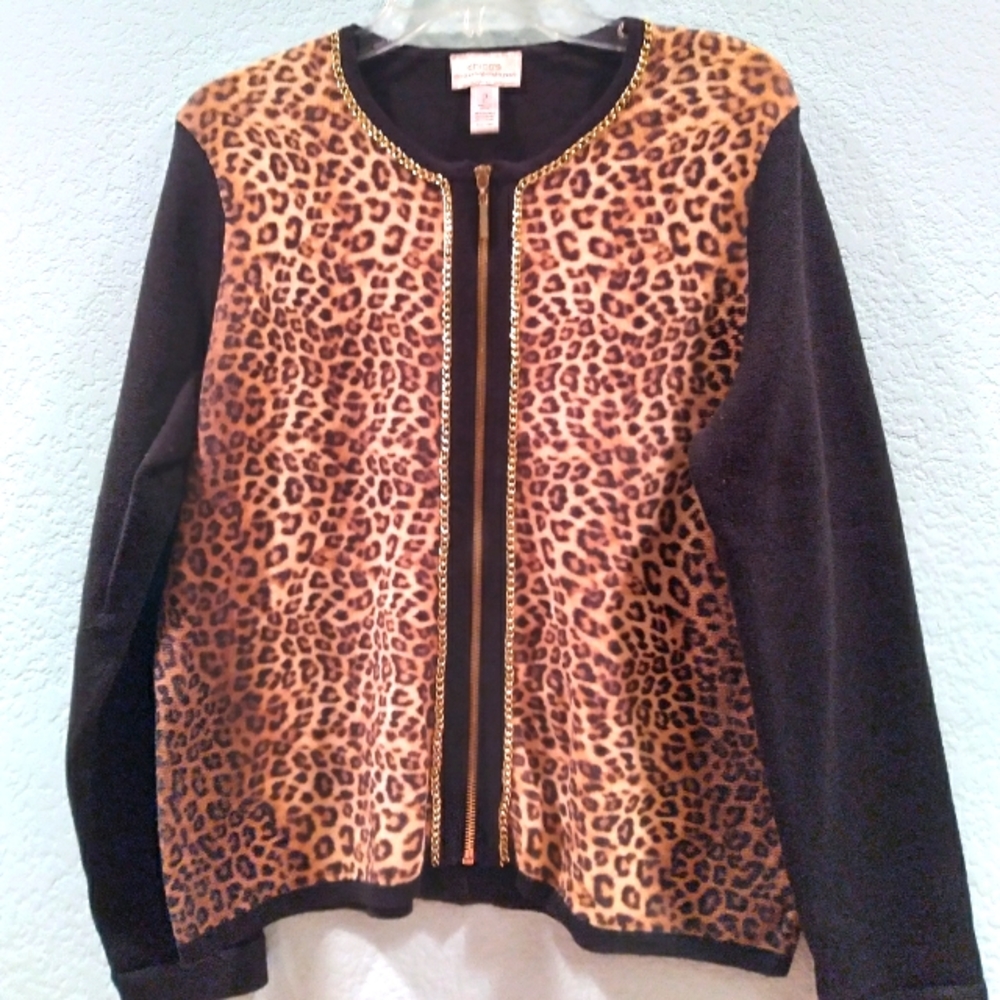Chico's Animal Print Sweater Size 2 or L